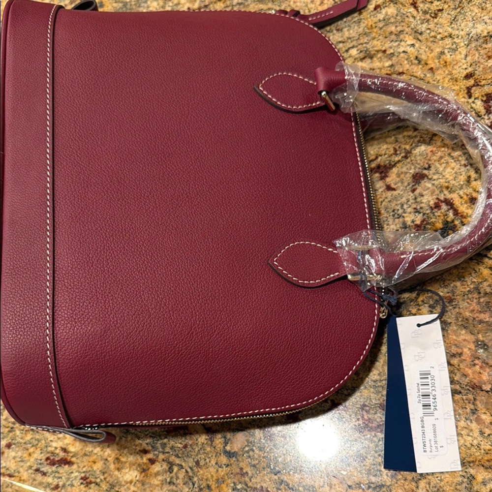 NEW Dooney & Bourke Pebbled Leather Satchel in Burgundy - Picture 4 of 8